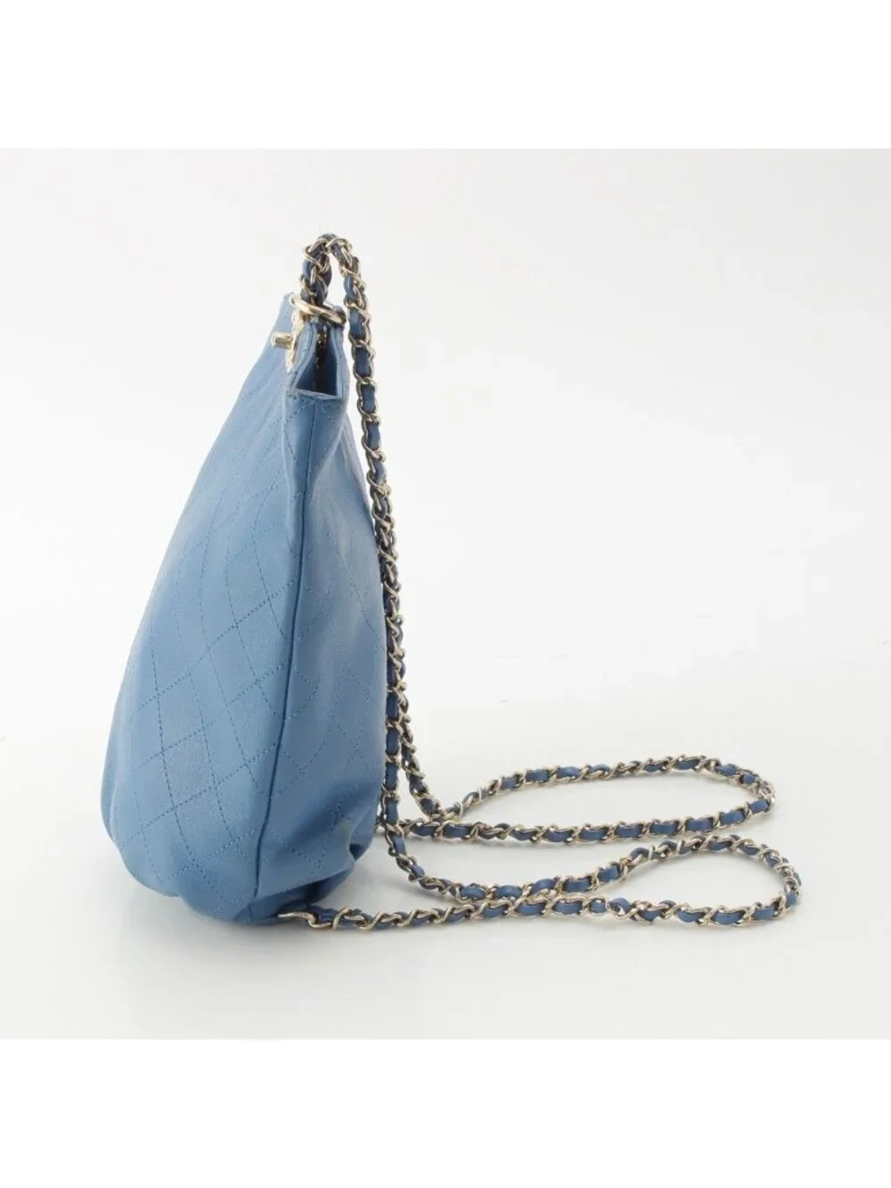 Chanel Quilted Turnlock Chain Backpack Blue